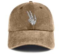 YUAOEUR Halloween Hat Funny Adjustable Washed Cotton Skull Hands Baseball Cap Khaki
