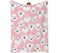 YUAOEUR Halloween Pink Ghost Blanket - Thick and Warm, Fluffy Flannel & Soft Blankets for Bed and Couch Throw Size 50x60 Inch