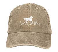 YUAOEUR Horse Gifts for Women Horse Heartbeat hat Funny Adjustable Washed Cotton Baseball Cap Khaki