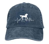 YUAOEUR Horse Gifts for Women Horse Heartbeat hat Funny Adjustable Washed Cotton Baseball Cap Navy Blue