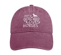 YUAOEUR Horse Gifts for Women Just Girl Who Loves Horse Hat Funny Adjustable Washed Cotton Baseball Cap Red