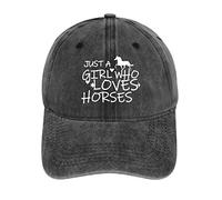 YUAOEUR Horse Gifts for Women Just Girl Who Loves Horse Hat Funny Adjustable Washed Cotton Baseball Cap Black
