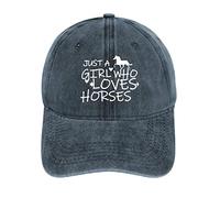 YUAOEUR Horse Gifts for Women Just Girl Who Loves Horse Hat Funny Adjustable Washed Cotton Baseball Cap Navy Blue