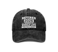 YUAOEUR Retired 2026 I Worked My Whole Life Baseball Cap Adjustable Vintage Washed Cotton Hats Gift for Men Women (Black)