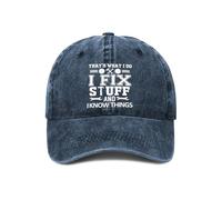 YUAOEUR That’s What I Do I Fix Stuff and I Know Things Hat - Adjustable Cotton Baseball Cap for Men - Ideal Mens Gifts for Birthday, Father's Day (Navy Blue)