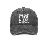 YUAOEUR That’s What I Do I Fix Stuff and I Know Things Hat - Adjustable Cotton Baseball Cap for Men - Ideal Mens Gifts for Birthday, Father's Day (Carbon)