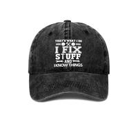 YUAOEUR That’s What I Do I Fix Stuff and I Know Things Hat - Adjustable Cotton Baseball Cap for Men - Ideal Mens Gifts for Birthday, Father's Day (Black)