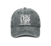 YUAOEUR That’s What I Do I Fix Stuff and I Know Things Hat - Adjustable Cotton Baseball Cap for Men - Ideal Mens Gifts for Birthday, Father's Day (Gray)