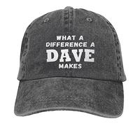 YUAOEUR What A Differences A Dave Makes Baseball Cap Vintage Adjustment Men Women Hats & Caps for Golf Running Sports Outdoor Workouts (Grey)