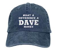 YUAOEUR What A Differences A Dave Makes Baseball Cap Vintage Adjustment Men Women Hats & Caps for Golf Running Sports Outdoor Workouts (Navy Blue)