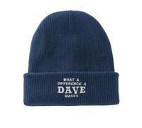 YUAOEUR What A Differences A Dave Makes Beanie Hat Stretchy Soft Cuffed Wooly Skull Cap with Thick Warm Lining, Unisex Winter Hats (Navy Blue)
