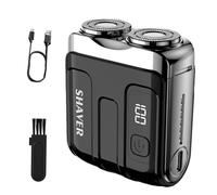 Yuaonew Shaver, Portable Rotary Dual Ring Electric Shaver, Germany's Third Generation Razor, Compact Rechargeable Shaving Device, USB Rechargeable Waterproof Razor for Home Travel (Black)