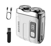 Yuaonew Shaver, Portable Rotary Dual Ring Electric Shaver, Germany's Third Generation Razor, Compact Rechargeable Shaving Device, USB Rechargeable Waterproof Razor for Home Travel (White)