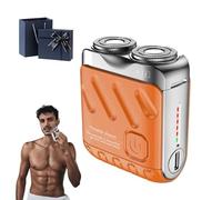 Yuaonew Shaver, Yuaonew Electric Razor for Men, Portable Rotary Dual Ring Electric Shaver, Mens Shavers Electric Cordless Rechargeable, IPX7 Waterproof, Wet Dry Use (Orange)