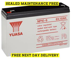 YUASA 6 Volt 10.0Ah AGM Rechargeable Lead Acid Back Up Battery 6V 10Ah VRLA