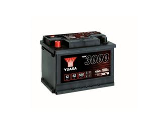 YUASA Car Battery YBX3078 12V 62Ah 550A L2 DIN T1 Fits Premier 118 NE 1.4 D