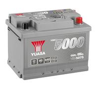 Yuasa YBX5075 12V 60Ah Silver Maintenance Free Car Battery | Up to 50,000 Engine Starts, Rollover Proof Lid, Vibration Resistant, Compatible with Various Vehicles