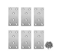 Yuattory 6 PCS Mending Plates Straight Brace Brackets Heavy Duty Flat Bracket Stainless Steel Repair Plates for Furniture Wood