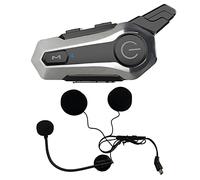Yuattory Motorcycle Bluetooth Helmet Intercom Universal Pairing Interphone Headset CNC Noise Reduction for Half Helmet Silver