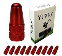 Yuauy 10 PCs Red MTB Bike Bicycle Road Racing Coloured Metal Valve Cap Dust Covers