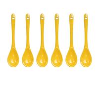 Yuauy 6 pcs Porcelain Egg Spoons Ceramic Spoons 4.7 inch Coffee Dessert Yogurt Tea Milky Tea Yellow
