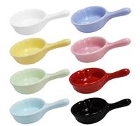 Yuauy 8 pcs Porcelain Soy Sauce Dish Ceramic Dip Dipping Bowls Plate Candy Dessert Salad Ice Cream Snack Sugar 1.01 oz w/Handle for Dinner Baking BBQ Cooking One for Each 8 Colors