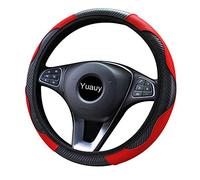 Yuauy Steering Wheel Cover - Microfiber Leather Anti-Slip Universal Car Steering Wheel Cover Faux Leather - Red