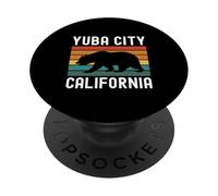 Yuba City California USA Flag Vintage Cali Bear Northern 530 PopSockets Adhesive PopGrip