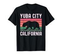 Yuba City California USA Flag Vintage Cali Bear Northern 530 T-Shirt