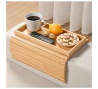 YUBAMIN Bamboo Sofa Arm Tray, Anti-Dropping Couch Arm Tray, Foldable Sofa Armrest Tray Couch Arm Table for Eats, Drinks, Snacks, Remote, Cellphone, Cup Holder, Back Anti-Slip Pad Design
