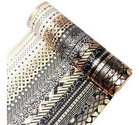 YUBBAEX 20 Rolls Washi Tape Set Black Gold Foil Print Skinny Decorative Tapes for Arts, DIY Crafts, Bullet Journals, Planners, Scrapbook, Wrapping (7mm) (Black Gold x 20 Rolls)