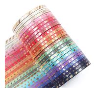 YUBBAEX Skinny Washi Tape Gold Foil Decorative Tapes 3MM Wide for DIY Craft, Bullet Journals, Gift Wrapping, Scrapbooking (Gold Foil Skinny 24)