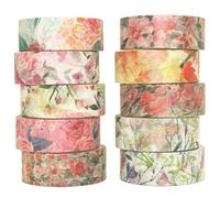 YUBBAEX Washi Tape Set Decorative Tape Craft Supplies for DIY, Bullet Journal, Craft, Gift Wrapping, Scrapbooking (Warm Tone)