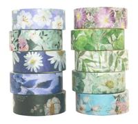 YUBBAEX Washi Tape Set Decorative Tape Craft Supplies for DIY, Bullet Journal, Craft, Gift Wrapping, Scrapbooking (Cold Tone)