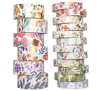 YUBBAEX Washi Tape Set Decorative Tape Craft Supplies for DIY, Bullet Journal, Craft, Gift Wrapping, Scrapbooking (Spring Floral 18 Rolls)