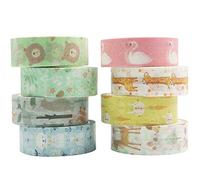 YUBBAEX Washi Tape Set Decorative Tape Craft Supplies for DIY, Bullet Journal, Craft, Gift Wrapping, Scrapbooking (Little Zoo)