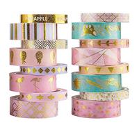 YUBBAEX Washi Tape Set Decorative Tape for Crafts, Scrapbooking Supplies, DIY, Gift Wrapping (Gold Foil 16)