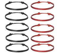 YUBBYSTU 10 Pcs Cord Bracelet Set for Men & Women, Adjustable Kabbalah Knot String Bracelets, Fashion Gift Set, Good Luck Red Black String of Fate Bracelets for Protection,His and Her,Best Friends