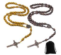 YUBBYSTU 2 PCS Rosary Beads, Catholic Cross Rosary Necklace,2 With A Storage Bag, Smooth Prayer Beads with Durable Crucifix for Meditation and Daily Wear - Lightweight Design