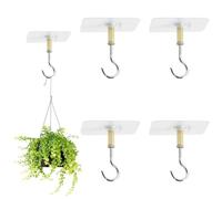 YUBBYSTU 4PCS Heavy Duty Adhesive Ceiling Hooks, No Drill Self Stick Hanging Hooks for Plants, Wind Chimes, Lights & Decor, Strong Sticky Ceiling Mount Hangers for Indoor/Outdoor Use