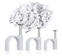 YUBBYSTU Cable Clips, 3 Sizes Cable Nail Clips 4mm 6mm 8mm (Pack of 300), White Round Wire Tidy Clips, from Small to Large, for Outdoor and Ethernet, Wall Cable
