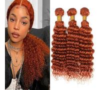 Yubelanis Ginger Orange 350 Human Hair Bundles 18" 20" 22" 22" 22" 22" Human Hair Bundles 12A Unprocessed Virgin Raw Hair Quick Weave Ginger Orange 350 Colors
