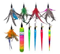 YUBONUS Cat Wand Toy Refills 10 Pcs - Dragonfly and Worm Teaser Attachments for Interactive Cat Fishing Pole Play