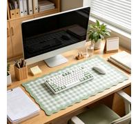 yuboo 31"×15.7" Scalloped Green White Gingham Washable Pastel Desk Mat Vintage Rustic Cottagecore Aesthetic Desk Pad Desktop Keyboard Mouse Mat Office Decor Cubicle Work Green White Gaming Mouse Pad