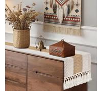 yuboo Boho Table Runner 72 inches for Dining Table , Spring Buffet Cabinet Table Runner, Long Burlap Dresser Runners for Bedroom, Kitchen, TV Stand, Farmhouse Valentine's Day Home Decor