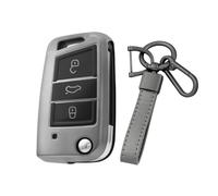 YUBOZDZQ 3 Buttons Car Key Case Cover for Vw G0lf 7 MK7 Polo Passat Tiguan MK2 Seat Leon Ibiza Skoda Octavia Kodiaq Flip Folding Car Key Fob Cover Box -Titanium Gray