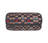 YUBVCF American Flag Patchwork Cute Pencil Case Organizer for Student Boys Girls,Large Capacity Multi-Slot Durable Pen Box