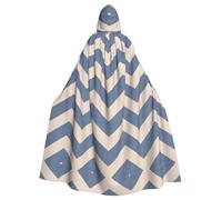 YUBVCF Blue Beige Stripe Printing Adult Halloween Hooded Cloak 57.8 Inches, Large Hood Parties Cloak,Masquerade Themed Carnivals