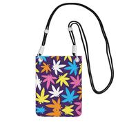YUBVCF Bright Colorful Weed Pattern Printing Small Phone Crossbody Shoulder Holsters Bag,Fits All Cell Phones,Use For Running,Walking,Biking