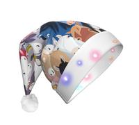 YUBVCF Colourful Cartoon Horses Led Light Up Christmas Santa Hat For Adult Xmas New Year Festive Party Headwear